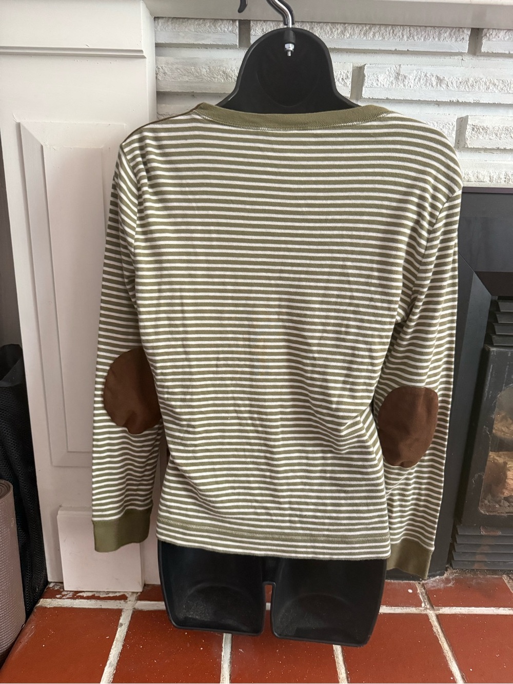 Ralph Lauren Olive Green and White Striped Tee Size L